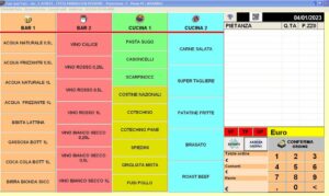 Software sagre Monitor di carico - La postazione Fast and Fest con il menù della sagra